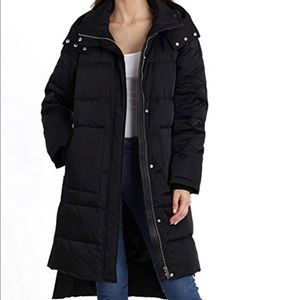 Down-filled mid-length puffer coat